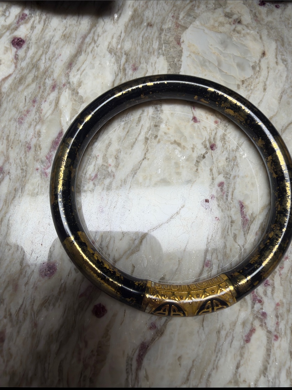 Black and Gold Koi chubby Bangle Bracelet - Women's Statement Jewelry
